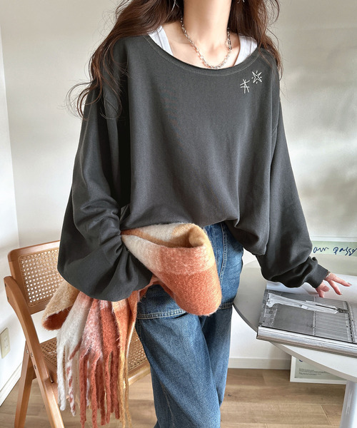 Java(ジャバ)の「《JaVaジャバ 別注》裏毛素材衿元刺繍&バックロゴデザイン変形カットオフオーバーサイズプルオーバー(スウェット・レディース・チャコール/オートミール/杢グレー・LARGE/MEDIUM/SMALL/X-LARGE)」の15枚目の写真
