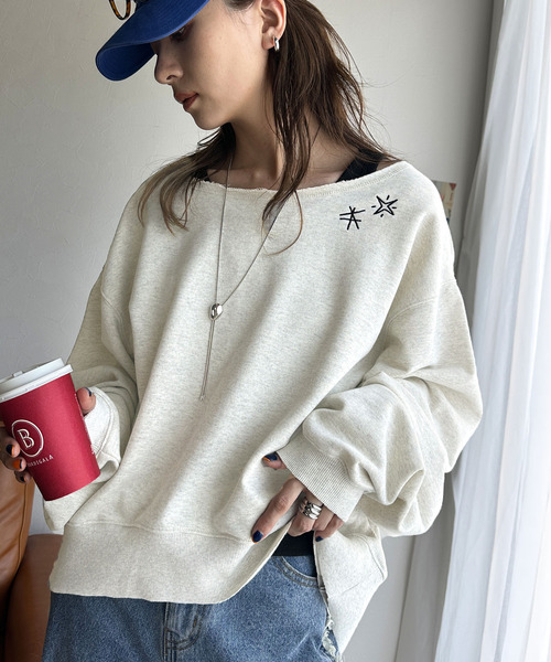 Java(ジャバ)の「《JaVaジャバ 別注》裏毛素材衿元刺繍&バックロゴデザイン変形カットオフオーバーサイズプルオーバー(スウェット・レディース・チャコール/オートミール/杢グレー・LARGE/MEDIUM/SMALL/X-LARGE)」の19枚目の写真