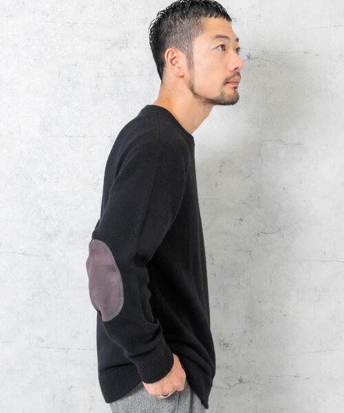 URBAN RESEARCH ROSSO MEN(アーバンリサーチロッソメン)の「『XLサイズあり』ハミルトンラムズウールエルボーパッチニット(ニット/セーター・メンズ・ブルー/ブラック/グレー系その他/ベージュ/ネイビー・SMALL/MEDIUM/LARGE/X-LARGE)」の20枚目の写真