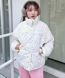 花柄ピンクダウンジャケット