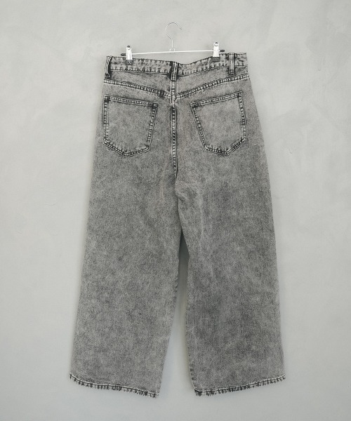 セール】ケミカルウォッシュハードブリーチストレートデニムパンツ