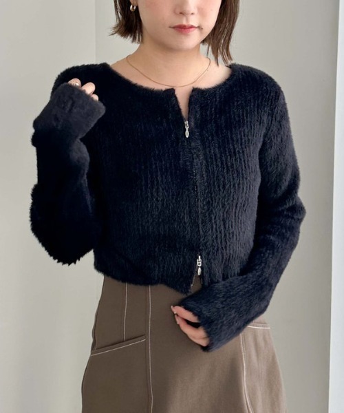 archives（アルシーヴ）の「フェザーＷジップリブニット（ニット/セーター・レディース・ブラウン/ベージュ/アイボリー/ブラック/ブルーグレー/ブルー・MEDIUM）」の12枚目の写真