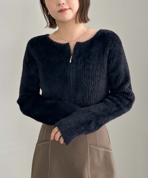 archives（アルシーヴ）の「フェザーＷジップリブニット（ニット/セーター・レディース・ブラウン/ベージュ/アイボリー/ブラック/ブルーグレー/ブルー・MEDIUM）」の14枚目の写真