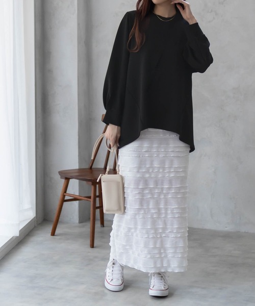 NAVY(ネイビー)の「NAVY きれい見え エンボス チュニックプルオーバー(その他トップス・レディース・グレイッシュベージュ/ブラック/チャコールグレー・M/L)」の19枚目の写真