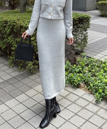 clear | グリッターニットIラインスカート[美シルエット スタイルアップ セットアップ可能]≪2024AW新作≫(スカート)