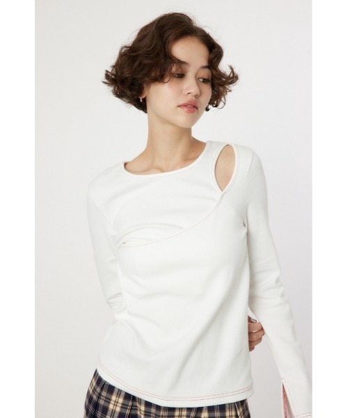 RODEO CROWNS WIDE BOWL（ロデオクラウンズワイドボウル）の「レイヤードライクトップス（Tシャツ/カットソー・レディース・アイボリー/ブラック/ブラウン/杢グレー・FREE）」の2枚目の写真