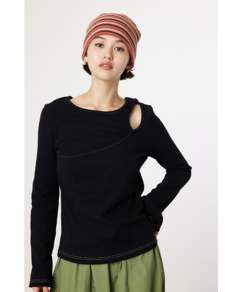 RODEO CROWNS WIDE BOWL（ロデオクラウンズワイドボウル）の「レイヤードライクトップス（Tシャツ/カットソー・レディース・アイボリー/ブラック/ブラウン/杢グレー・FREE）」の3枚目の写真