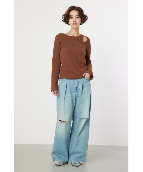 RODEO CROWNS WIDE BOWL（ロデオクラウンズワイドボウル）の「レイヤードライクトップス（Tシャツ/カットソー・レディース・アイボリー/ブラック/ブラウン/杢グレー・FREE）」の18枚目の写真