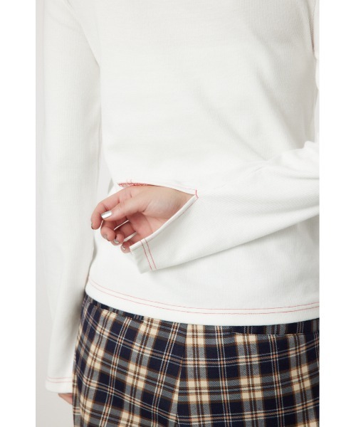 RODEO CROWNS WIDE BOWL（ロデオクラウンズワイドボウル）の「レイヤードライクトップス（Tシャツ/カットソー・レディース・アイボリー/ブラック/ブラウン/杢グレー・FREE）」の6枚目の写真