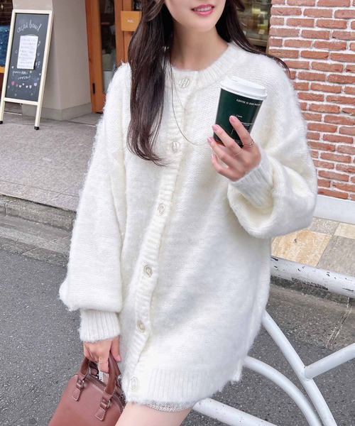 INGNI（イング）の「ミドル丈シャギーニットカーディガン（カーディガン/ボレロ・レディース・ブルー/グレー/ピンク/アイボリー・M）」の16枚目の写真