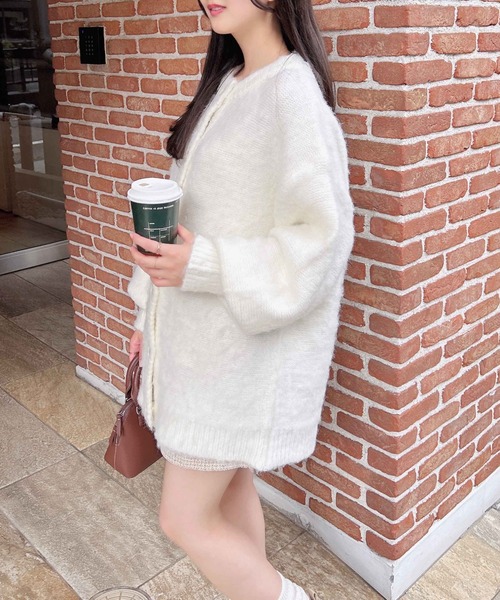 INGNI（イング）の「ミドル丈シャギーニットカーディガン（カーディガン/ボレロ・レディース・ブルー/グレー/ピンク/アイボリー・M）」の20枚目の写真