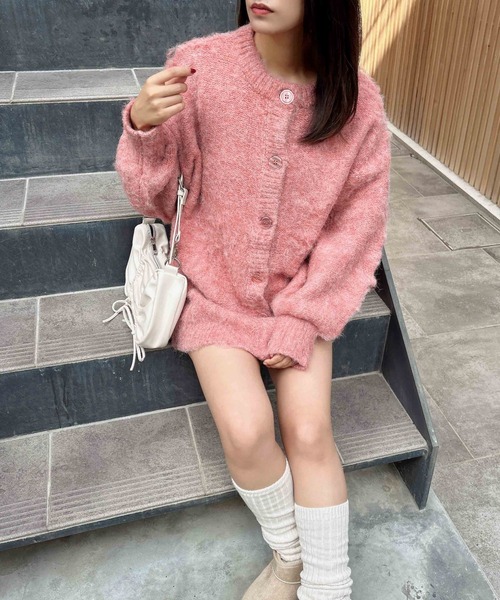 INGNI（イング）の「ミドル丈シャギーニットカーディガン（カーディガン/ボレロ・レディース・ブルー/グレー/ピンク/アイボリー・M）」の11枚目の写真