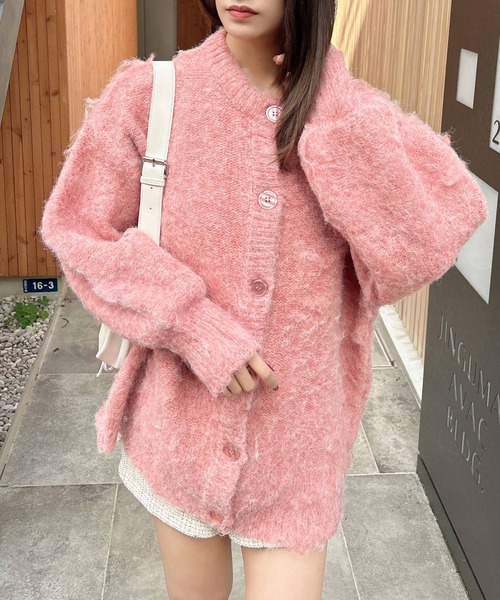 INGNI（イング）の「ミドル丈シャギーニットカーディガン（カーディガン/ボレロ・レディース・ブルー/グレー/ピンク/アイボリー・M）」の10枚目の写真