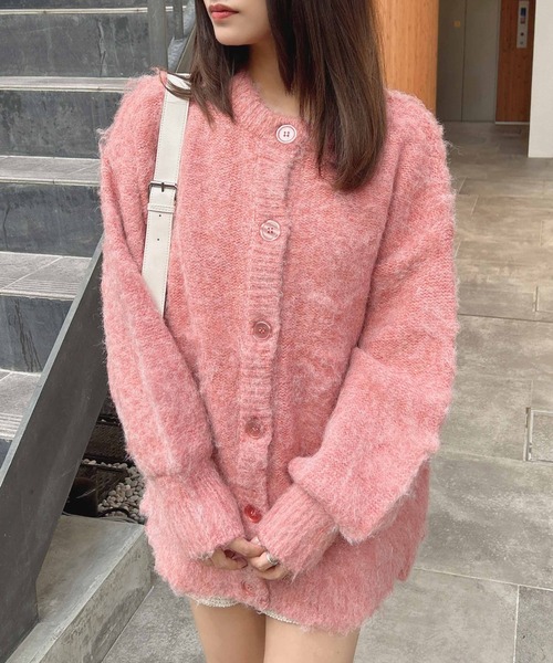 INGNI（イング）の「ミドル丈シャギーニットカーディガン（カーディガン/ボレロ・レディース・ブルー/グレー/ピンク/アイボリー・M）」の12枚目の写真