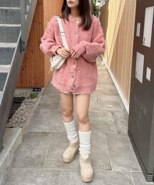 INGNI（イング）の「ミドル丈シャギーニットカーディガン（カーディガン/ボレロ・レディース・ブルー/グレー/ピンク/アイボリー・M）」の13枚目の写真