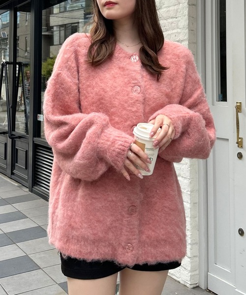 INGNI（イング）の「ミドル丈シャギーニットカーディガン（カーディガン/ボレロ・レディース・ブルー/グレー/ピンク/アイボリー・M）」の14枚目の写真