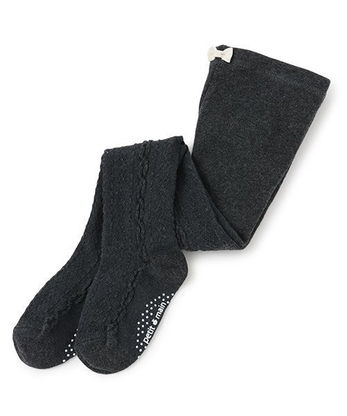 petit main(プティマイン)の「ジャガードタイツ(タイツ/ストッキング・キッズ・ベージュ/アイボリー/チャコール・80cm/90cm/70cm/110cm/100cm)」の1枚目の写真