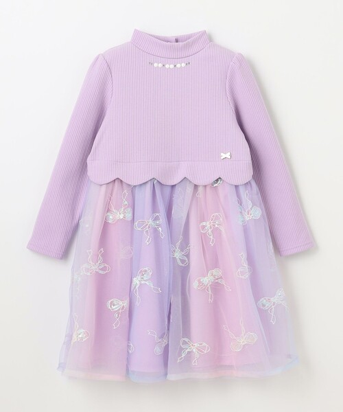 ANY（エニィ）の「ドッキングチュールワンピース（ワンピース・キッズ・ネイビー系/ライラック系・130/120/110/100）」の18枚目の写真