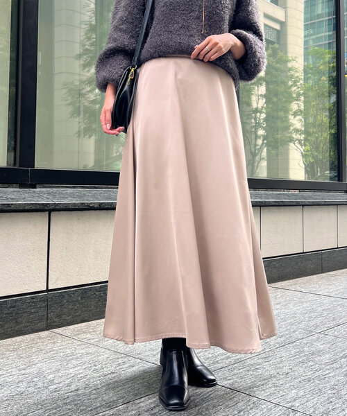 セール】サテンフレアスカート（スカート）｜Chez toi（シェトワ