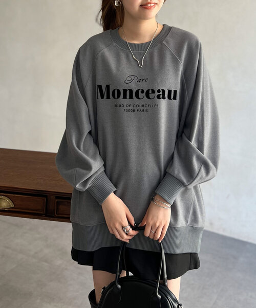 Chez toi（シェトワ）の「圧縮起毛ラグランロゴプルオーバー（Tシャツ/カットソー・レディース・アイボリー/ブラック/グレー・FREE）」の3枚目の写真