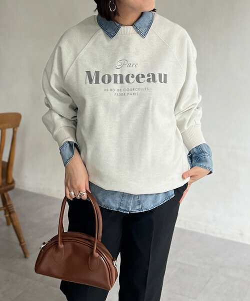 Chez toi（シェトワ）の「圧縮起毛ラグランロゴプルオーバー（Tシャツ/カットソー・レディース・アイボリー/ブラック/グレー・FREE）」の5枚目の写真