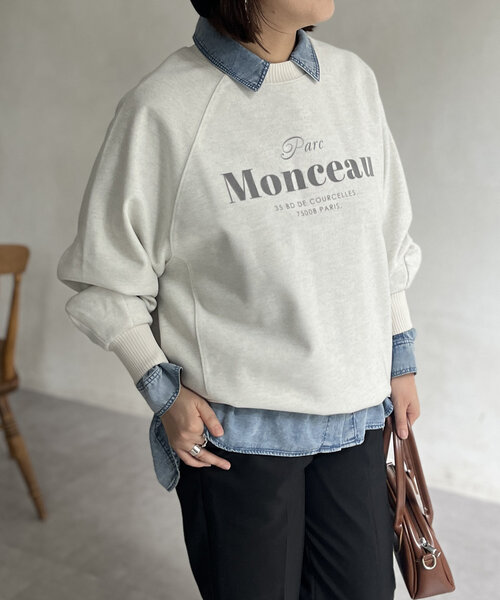 Chez toi（シェトワ）の「圧縮起毛ラグランロゴプルオーバー（Tシャツ/カットソー・レディース・アイボリー/ブラック/グレー・FREE）」の7枚目の写真