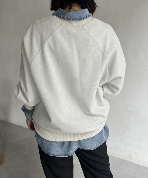 Chez toi（シェトワ）の「圧縮起毛ラグランロゴプルオーバー（Tシャツ/カットソー・レディース・アイボリー/ブラック/グレー・FREE）」の9枚目の写真