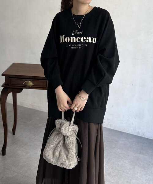 Chez toi（シェトワ）の「圧縮起毛ラグランロゴプルオーバー（Tシャツ/カットソー・レディース・アイボリー/ブラック/グレー・FREE）」の22枚目の写真