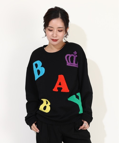 BABYDOLL（ベビードール）の「親子お揃い サガラロゴ トレーナー 9927A（スウェット・レディース・ブラック/アッシュグレー・S/M/L/XL）」の5枚目の写真