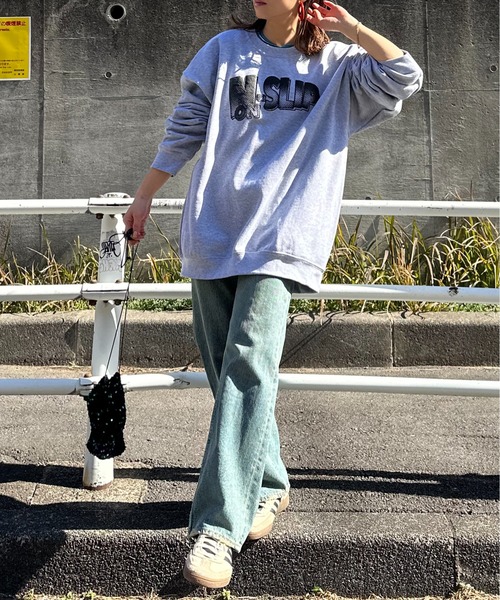 セール】【GILDAN】発泡プリントNON-SLIPロゴ裏起毛スウェット