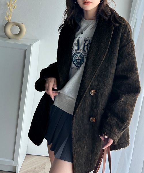 セール】気軽に羽織れる大人のアウター。ミックスシャギーダブル