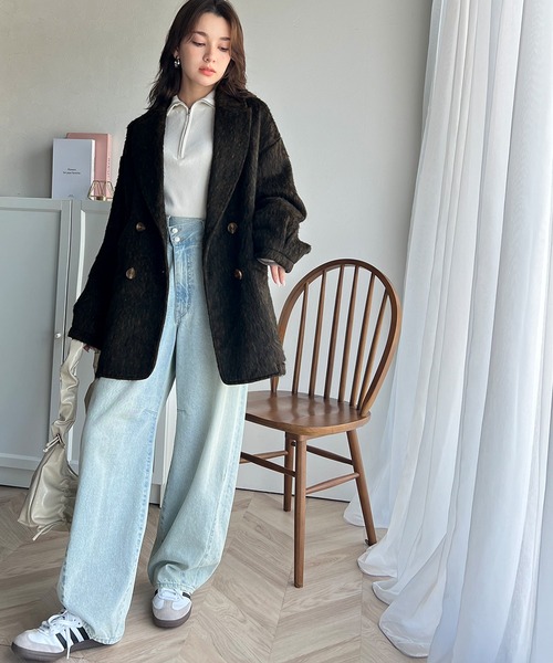 classicalelf（クラシカルエルフ）の「気軽に羽織れる大人のアウター。ミックスシャギーダブルジャケットコート(ミドル丈)（テーラードジャケット・メンズ・チャコール/ブラック・LARGE/MEDIUM/SMALL/X-LARGE）」の10枚目の写真