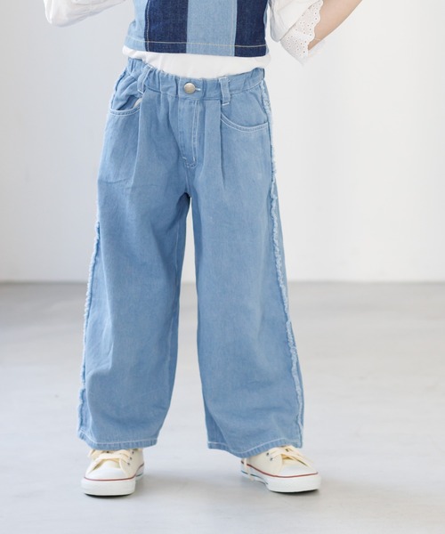 MAKE YOUR DAY(メイクユアデイ)の「サイドフリンジワイドパンツ■80~140cm(その他パンツ・キッズ・ベージュ/ブルー/オフホワイト/ネイビー・80/90/100/110/120/130/140)」の1枚目の写真