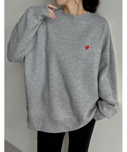 Re:EDIT(リエディ)の「裏起毛ハートorリボンワンポイント刺繍スウェット(スウェット・レディース・アイボリー/グレー/ブラック・LARGE/MEDIUM)」の17枚目の写真