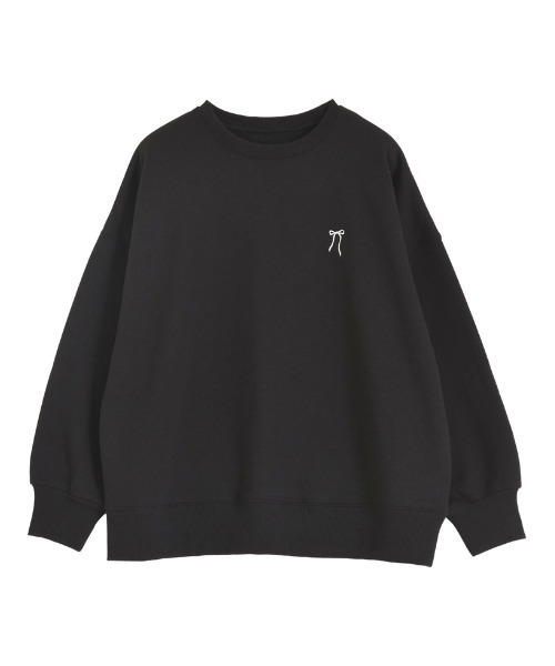 セール】裏起毛ハートorリボンワンポイント刺繍スウェット（スウェット