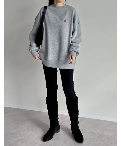 Re:EDIT(リエディ)の「裏起毛ハートorリボンワンポイント刺繍スウェット(スウェット・レディース・アイボリー/グレー/ブラック・LARGE/MEDIUM)」の19枚目の写真