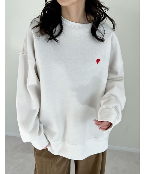 Re:EDIT(リエディ)の「裏起毛ハートorリボンワンポイント刺繍スウェット(スウェット・レディース・アイボリー/グレー/ブラック・LARGE/MEDIUM)」の8枚目の写真