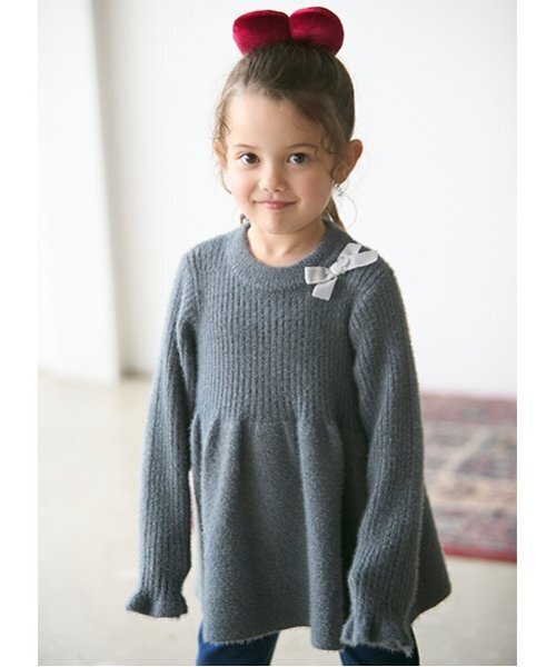 petit main（プティマイン）の「【リンク】ラメペプラムニット(キッズ)（ニット/セーター・キッズ・アイボリー/ピンク/グレー・S/M/L）」の12枚目の写真