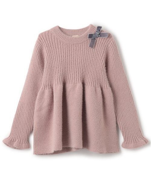 petit main（プティマイン）の「【リンク】ラメペプラムニット(キッズ)（ニット/セーター・キッズ・アイボリー/ピンク/グレー・S/M/L）」の15枚目の写真