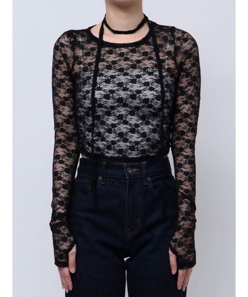 EMODA（エモダ）の「LACE CHOKER PLATE TOP（Tシャツ/カットソー・レディース・ブラック/ホワイト/ブラウン/ブルー・FREE）」の3枚目の写真