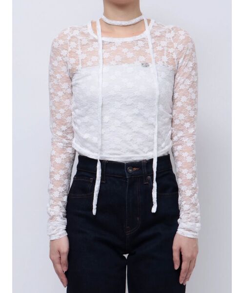 EMODA（エモダ）の「LACE CHOKER PLATE TOP（Tシャツ/カットソー・レディース・ブラック/ホワイト/ブラウン/ブルー・FREE）」の8枚目の写真