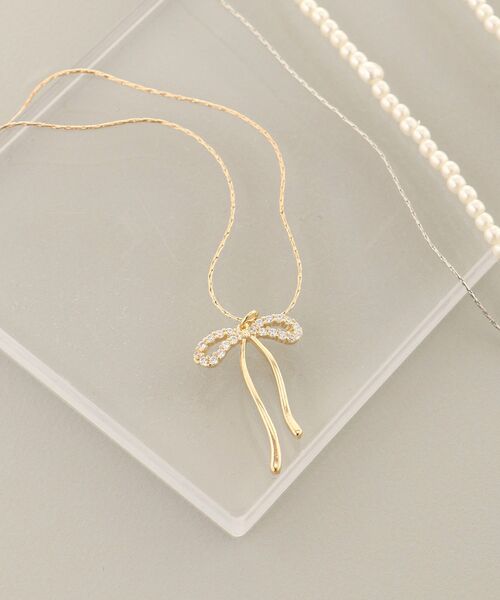 MAJESTIC LEGON（マジェスティックレゴン）の「シャイニーリボンネックレス（ネックレス・レディース・シルバー/ゴールド・FREE）」の6枚目の写真