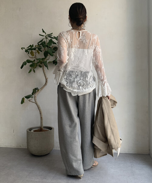 レースフレアブラウス（シャツ/ブラウス）｜DouDou（ドゥドゥ）の