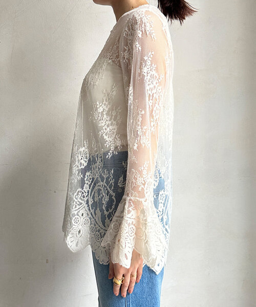 レースフレアブラウス（シャツ/ブラウス）｜DouDou（ドゥドゥ）の