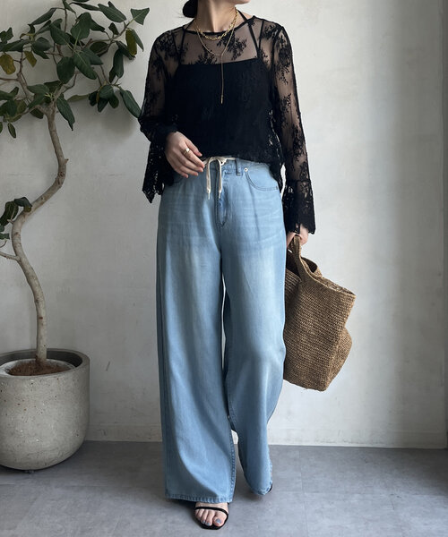 レースフレアブラウス（シャツ/ブラウス）｜DouDou（ドゥドゥ