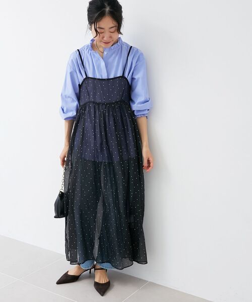 le.coeur blanc(ルクールブラン)の「箔ドットオーガンジーキャミワンピース(ワンピース・レディース・ブラック系その他・38)」の14枚目の写真