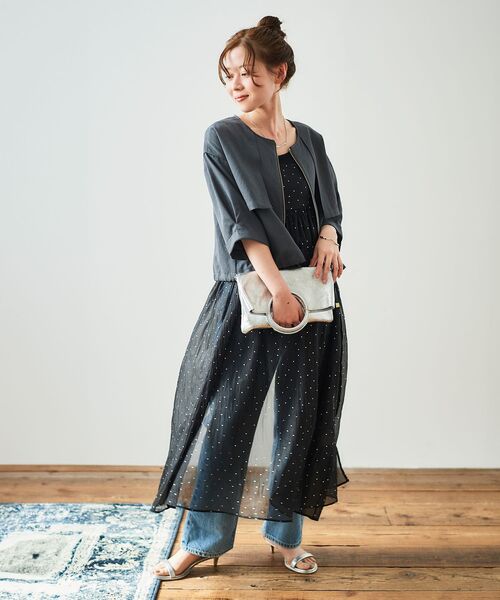 le.coeur blanc(ルクールブラン)の「箔ドットオーガンジーキャミワンピース(ワンピース・レディース・ブラック系その他・38)」の20枚目の写真