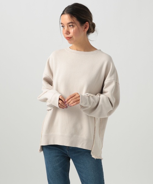 BAYFLOW(ベイフロー)の「フリンジコンビフェードプルオーバー(スウェット・レディース・オフホワイト/チャコール/ピンク・FREE)」の2枚目の写真