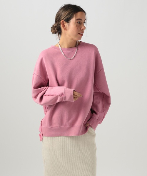 BAYFLOW(ベイフロー)の「フリンジコンビフェードプルオーバー(スウェット・レディース・オフホワイト/チャコール/ピンク・FREE)」の3枚目の写真