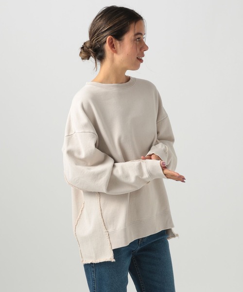 BAYFLOW(ベイフロー)の「フリンジコンビフェードプルオーバー(スウェット・レディース・オフホワイト/チャコール/ピンク・FREE)」の5枚目の写真